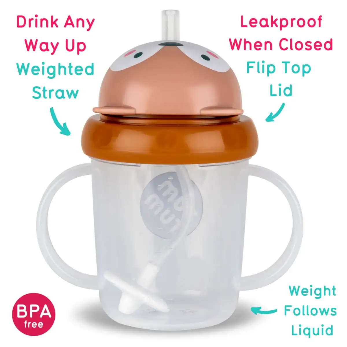 TUMTUM Tippy Up 第3代重力吸管學飲杯 ‧ Fergus 小狐狸 200ml - Image 2