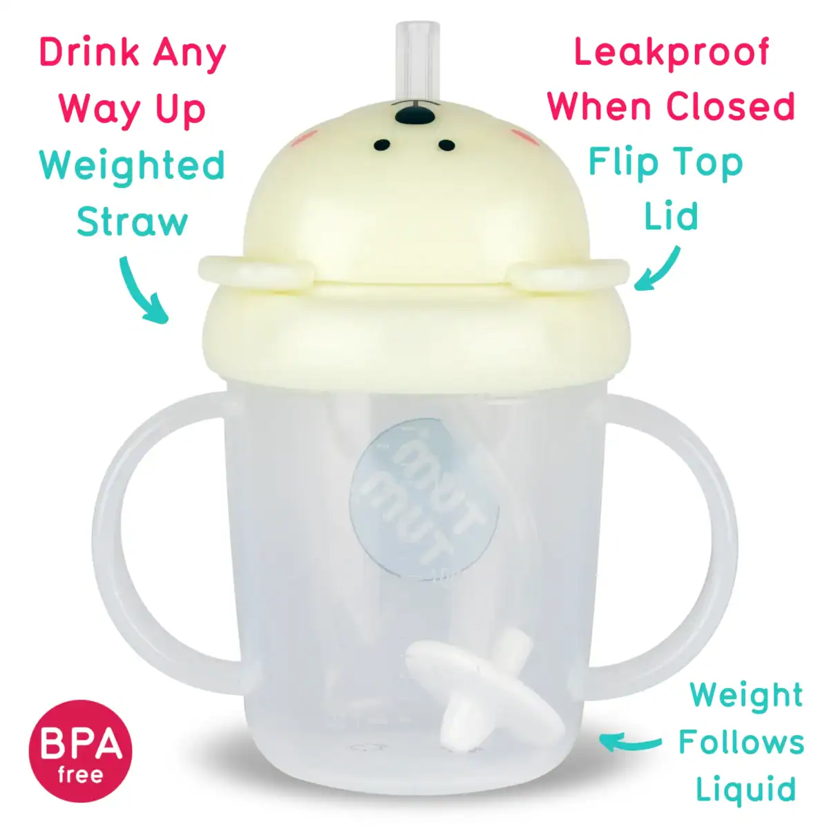 TUMTUM Tippy Up 第3代重力吸管學飲杯 ‧ Pete 北極熊 200ml（夜光款） - Image 2