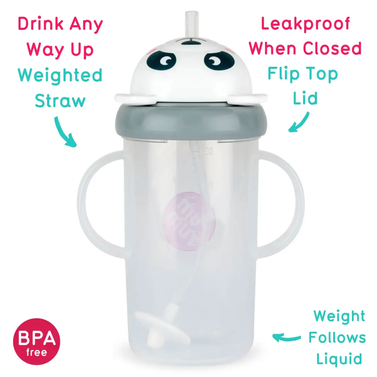 TUMTUM Tippy Up 第3代重力吸管學飲杯 ‧ Pip 熊貓 300ml - Image 2